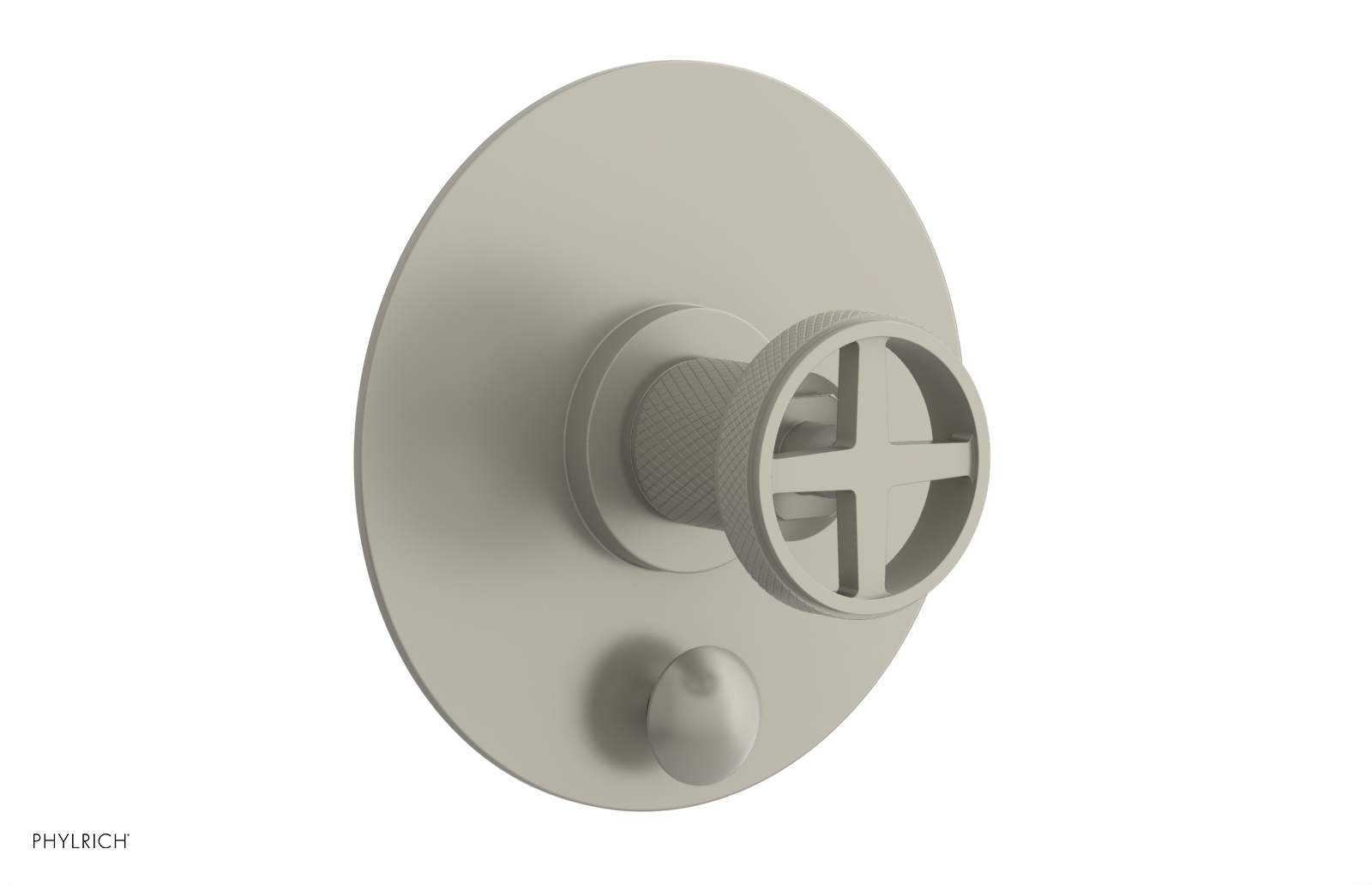 DUSTRIE - Pressure Balance Shower Plate with Diverter and Cross Handle Trim Set - Knurled 4-632