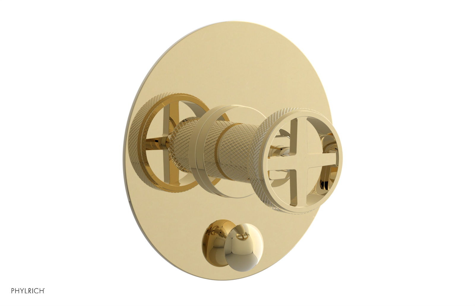 DUSTRIE - Pressure Balance Shower Plate with Diverter and Cross Handle Trim Set - Knurled 4-632