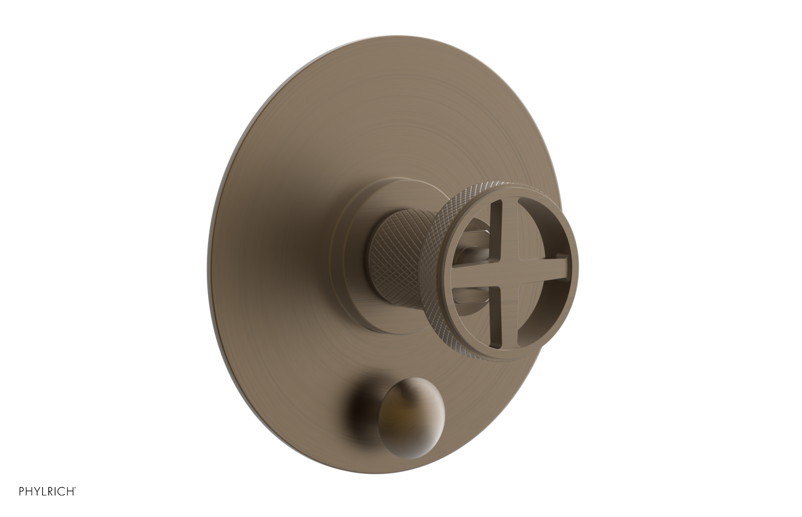 DUSTRIE - Pressure Balance Shower Plate with Diverter and Cross Handle Trim Set - Knurled 4-632