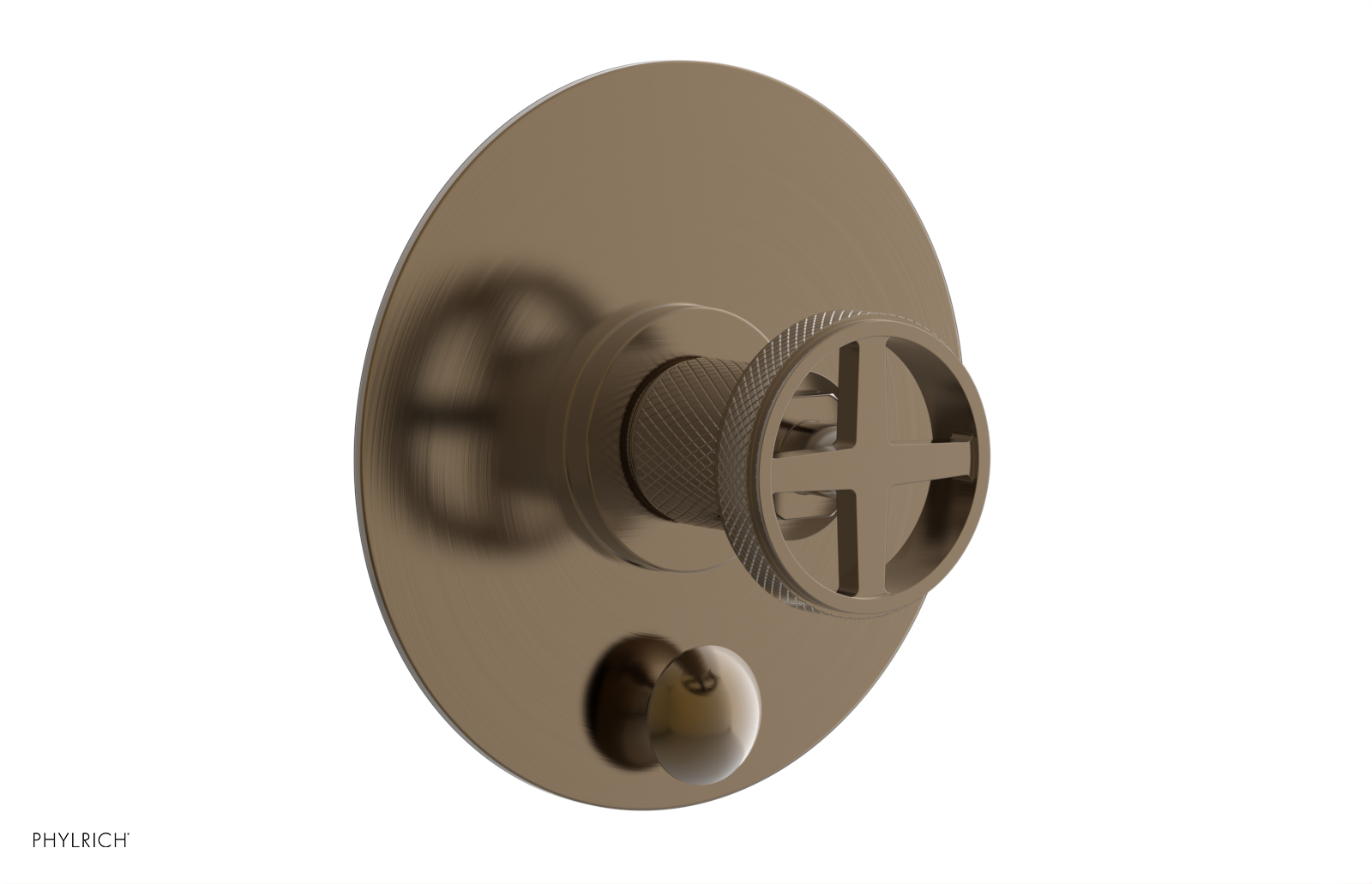 DUSTRIE - Pressure Balance Shower Plate with Diverter and Cross Handle Trim Set - Knurled 4-632