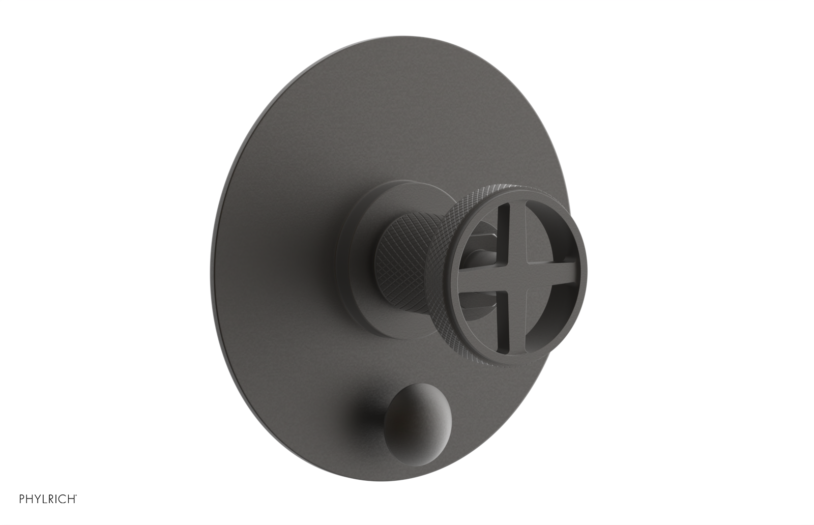 DUSTRIE - Pressure Balance Shower Plate with Diverter and Cross Handle Trim Set - Knurled 4-632