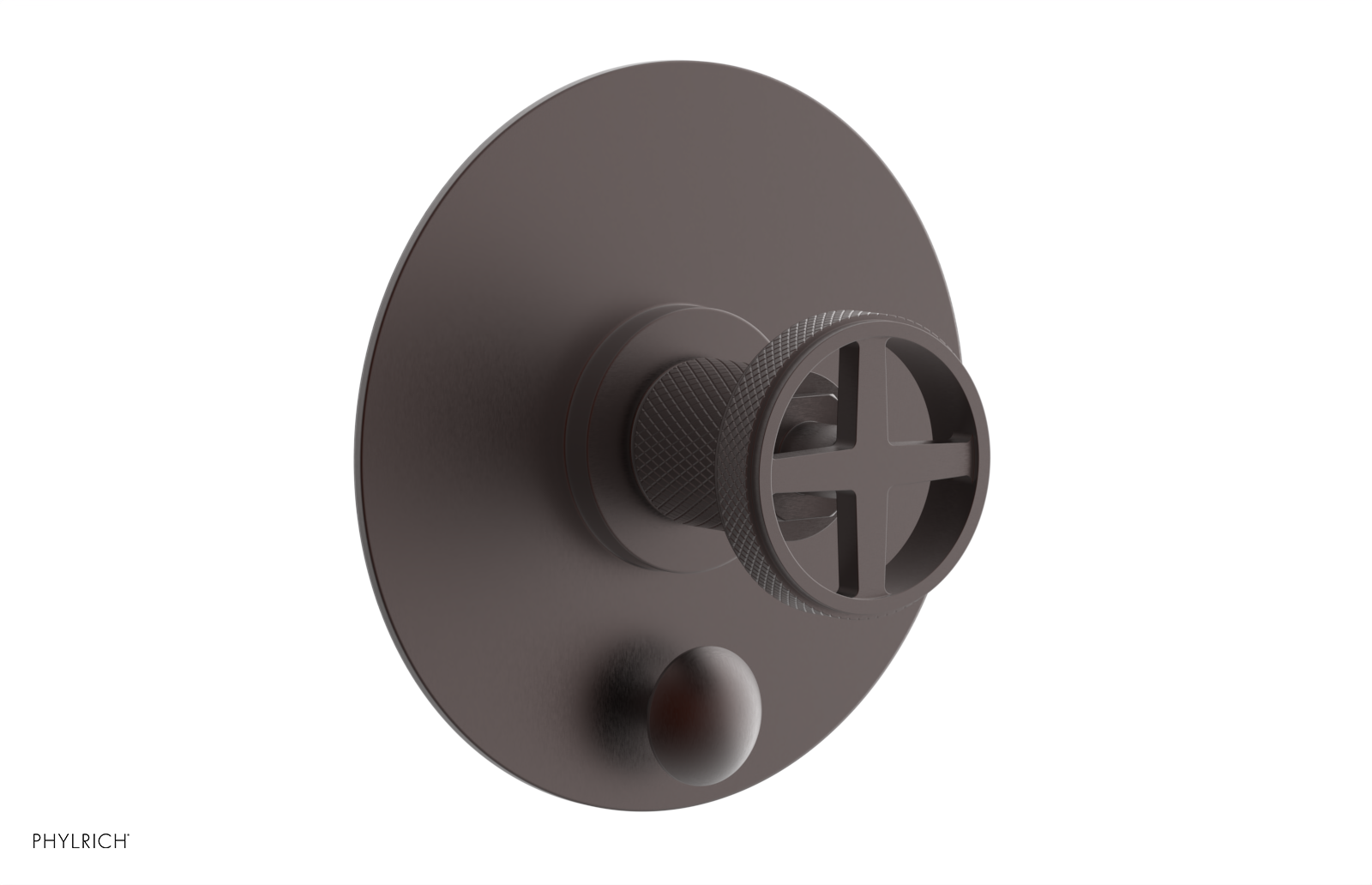 DUSTRIE - Pressure Balance Shower Plate with Diverter and Cross Handle Trim Set - Knurled 4-632