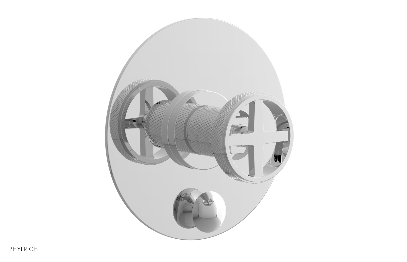 DUSTRIE - Pressure Balance Shower Plate with Diverter and Cross Handle Trim Set - Knurled 4-632