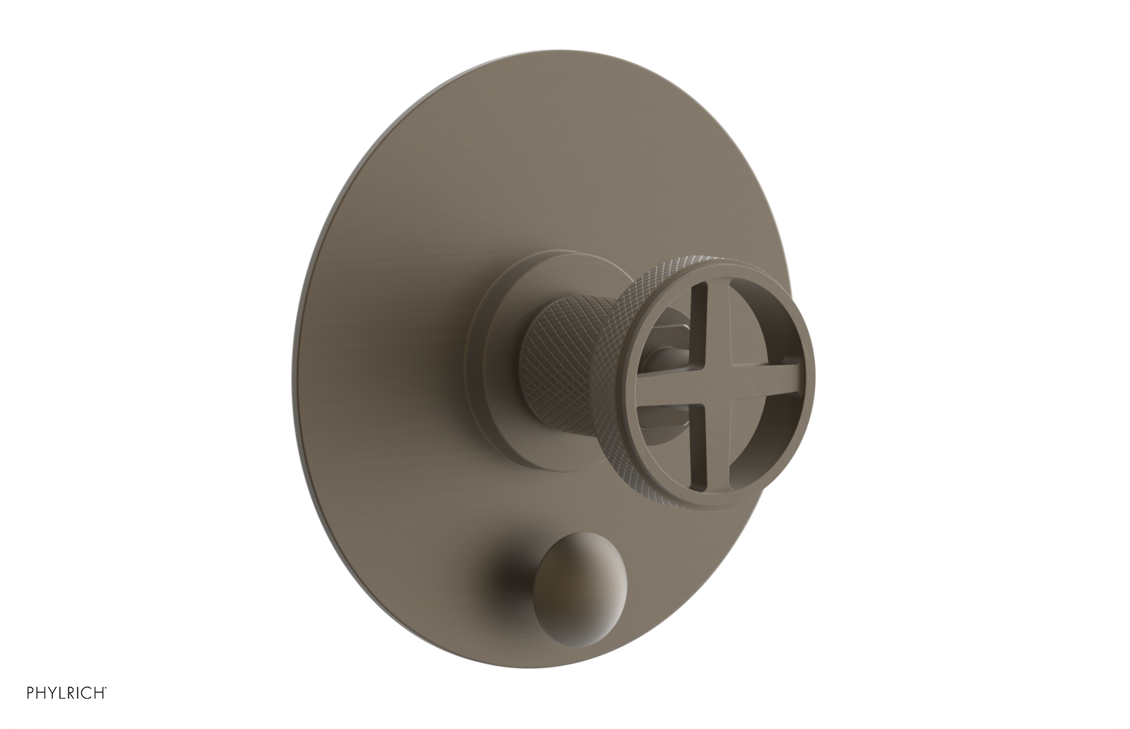 DUSTRIE - Pressure Balance Shower Plate with Diverter and Cross Handle Trim Set - Knurled 4-632