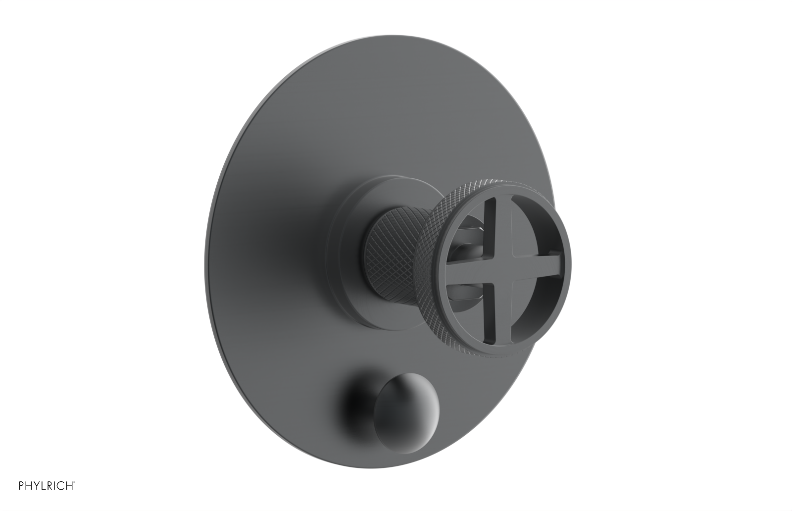 DUSTRIE - Pressure Balance Shower Plate with Diverter and Cross Handle Trim Set - Knurled 4-632