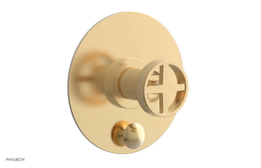 DUSTRIE - Pressure Balance Shower Plate with Diverter and Cross Handle Trim Set - Knurled 4-632