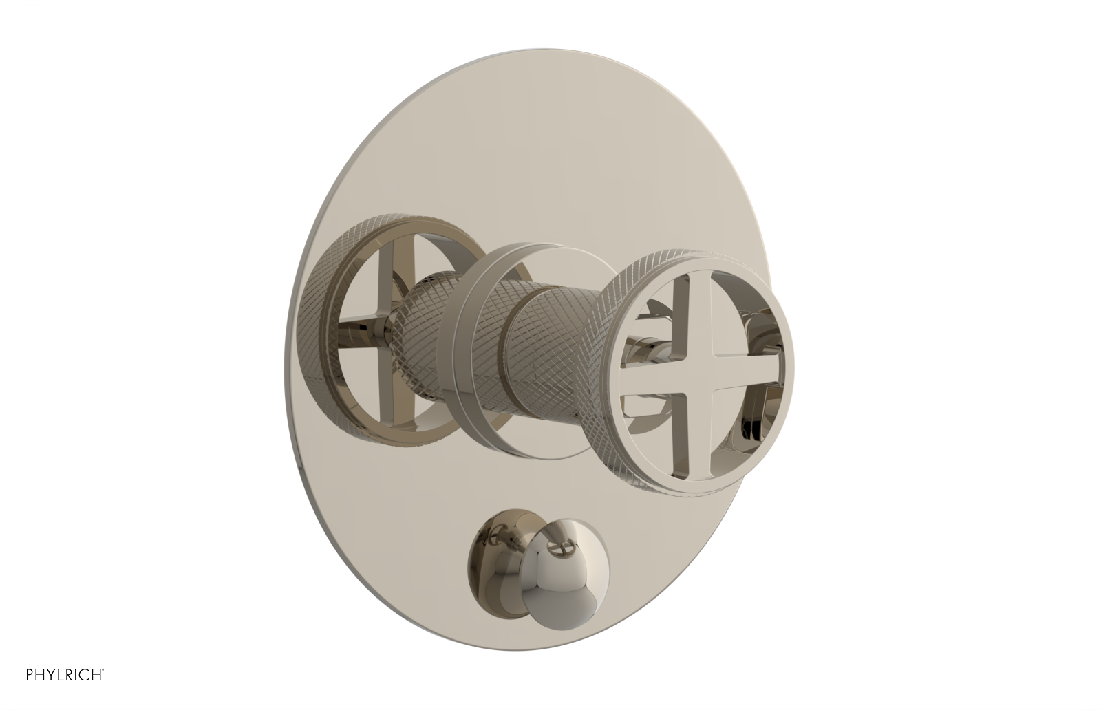DUSTRIE - Pressure Balance Shower Plate with Diverter and Cross Handle Trim Set - Knurled 4-632