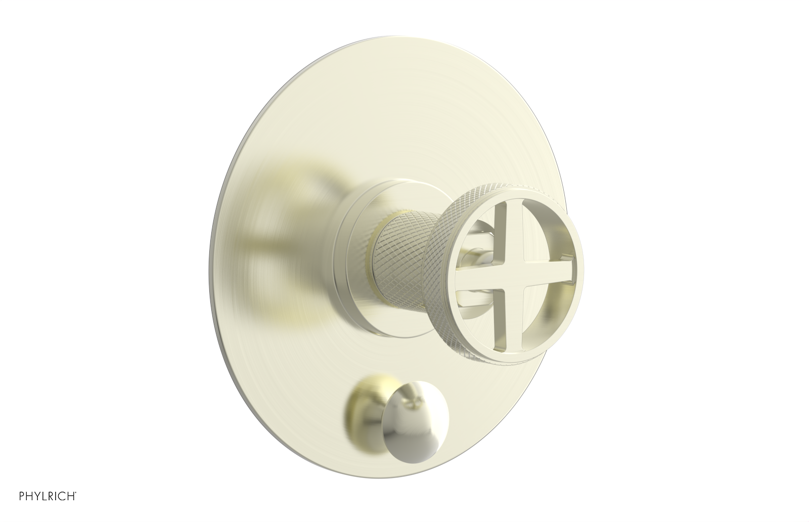 DUSTRIE - Pressure Balance Shower Plate with Diverter and Cross Handle Trim Set - Knurled 4-632