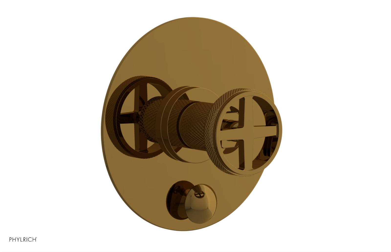 DUSTRIE - Pressure Balance Shower Plate with Diverter and Cross Handle Trim Set - Knurled 4-632