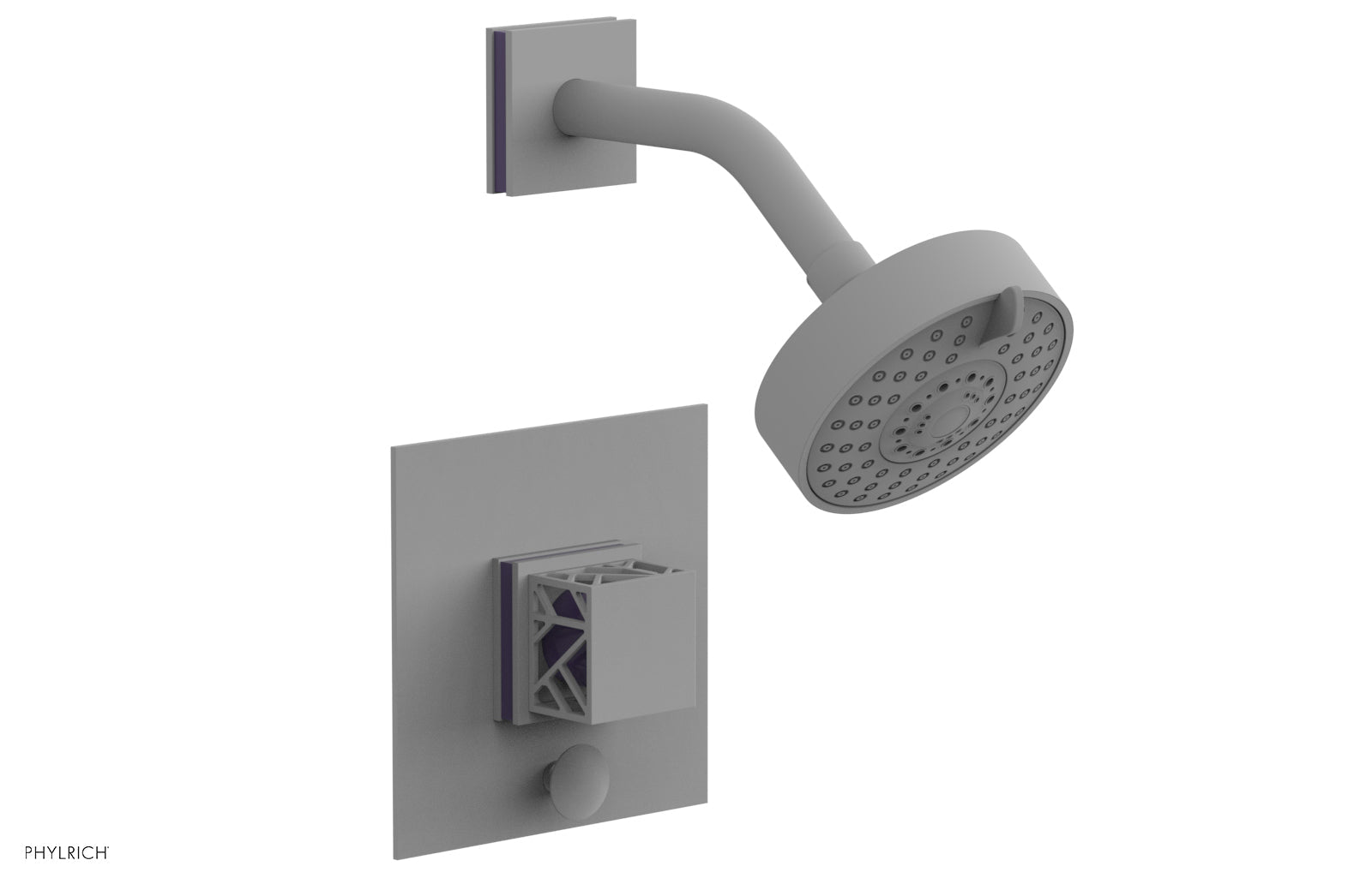 JOLIE Pressure Balance Shower and Diverter Set (Less Spout), Square Handle with "Pink" Accents 4-678