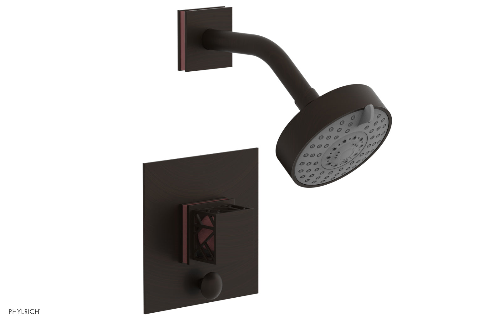 JOLIE Pressure Balance Shower and Diverter Set (Less Spout), Square Handle with "Purple" Accents 4-678