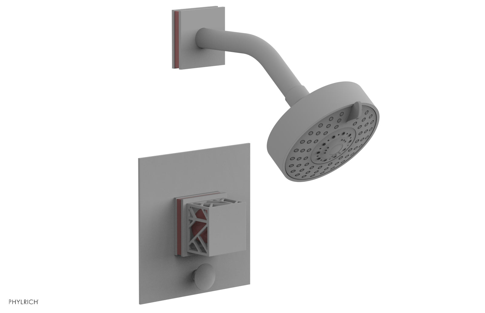 JOLIE Pressure Balance Shower and Diverter Set (Less Spout), Square Handle with "Purple" Accents 4-678