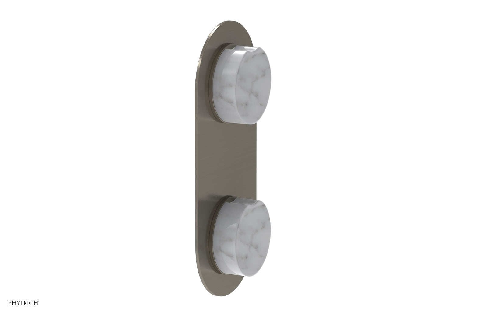 CIRC - Thermostatic Valve with Volume Control or Diverter - White Marble Handle 4-710