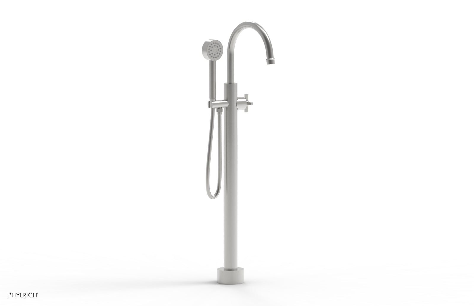 HEX MODERN Tall Floor Mount Tub Filler - Cross Handle with Hand Shower  501-46-01