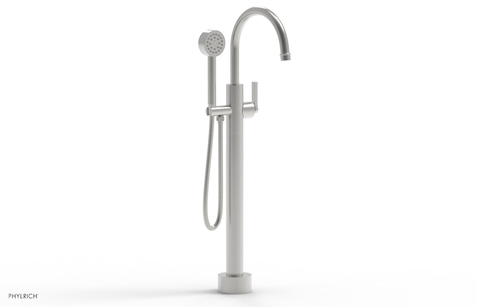 HEX MODERN Low Floor Mount Tub Filler - Lever Handle with Hand Shower  501-47-03