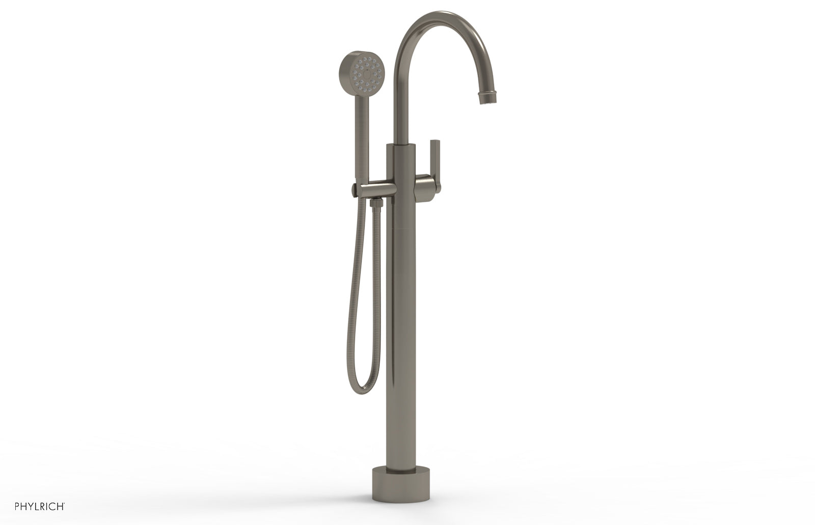 HEX MODERN Low Floor Mount Tub Filler - Lever Handle with Hand Shower  501-47-03