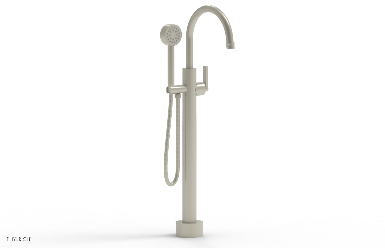 HEX MODERN Low Floor Mount Tub Filler - Lever Handle with Hand Shower  501-47-03