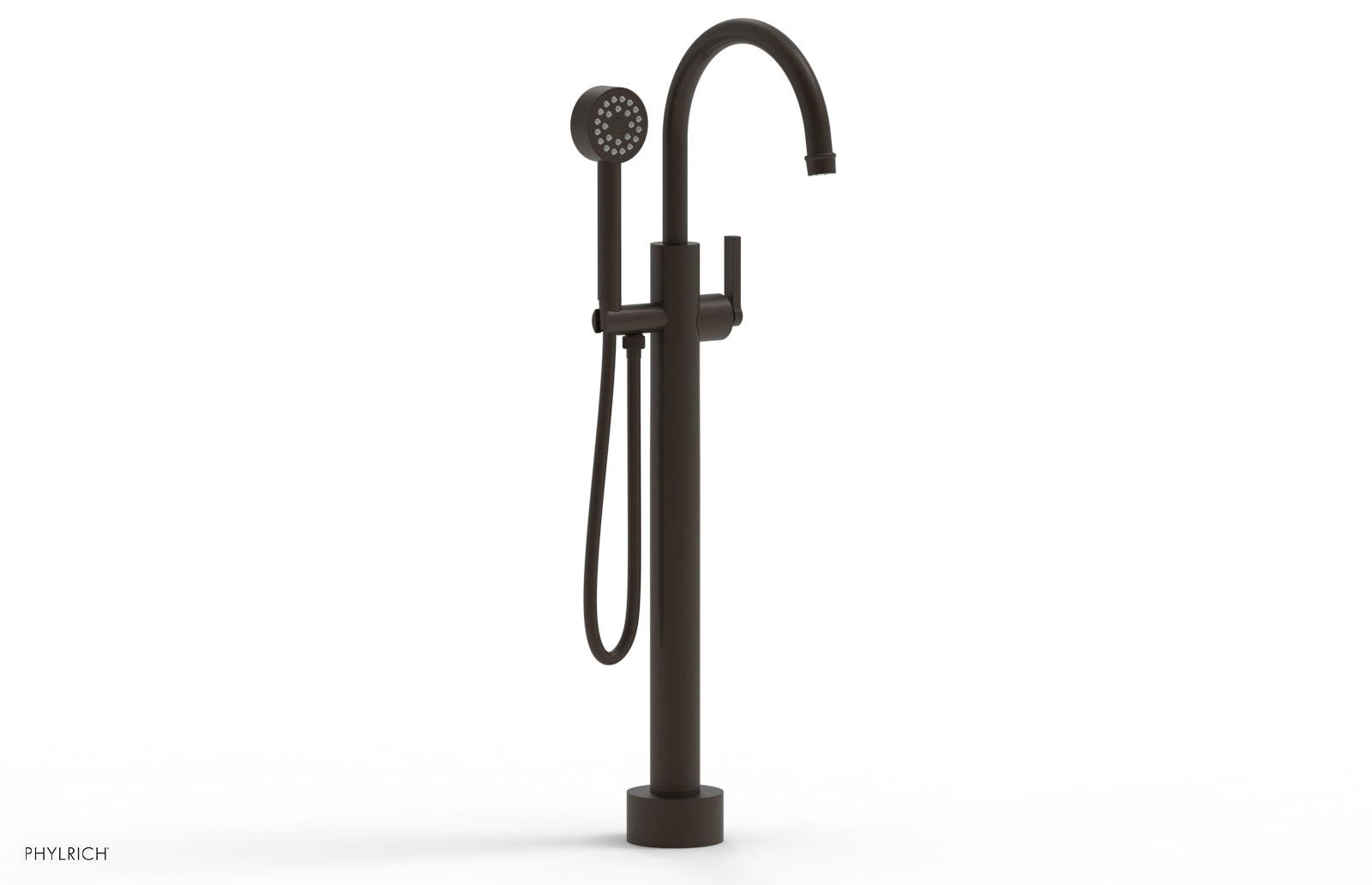 HEX MODERN Low Floor Mount Tub Filler - Lever Handle with Hand Shower  501-47-03
