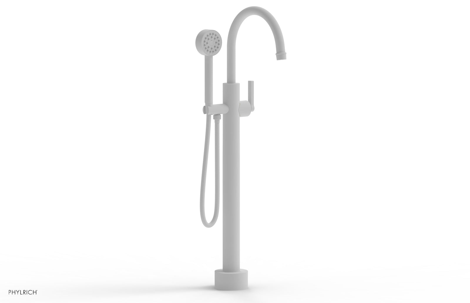 HEX MODERN Low Floor Mount Tub Filler - Lever Handle with Hand Shower  501-47-03