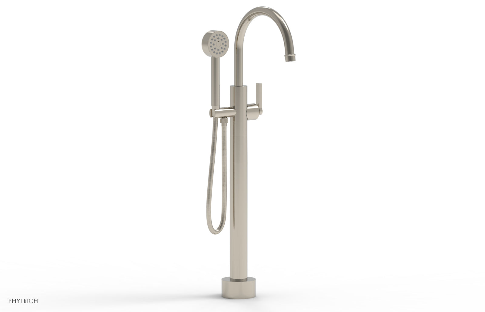 HEX MODERN Low Floor Mount Tub Filler - Lever Handle with Hand Shower  501-47-03