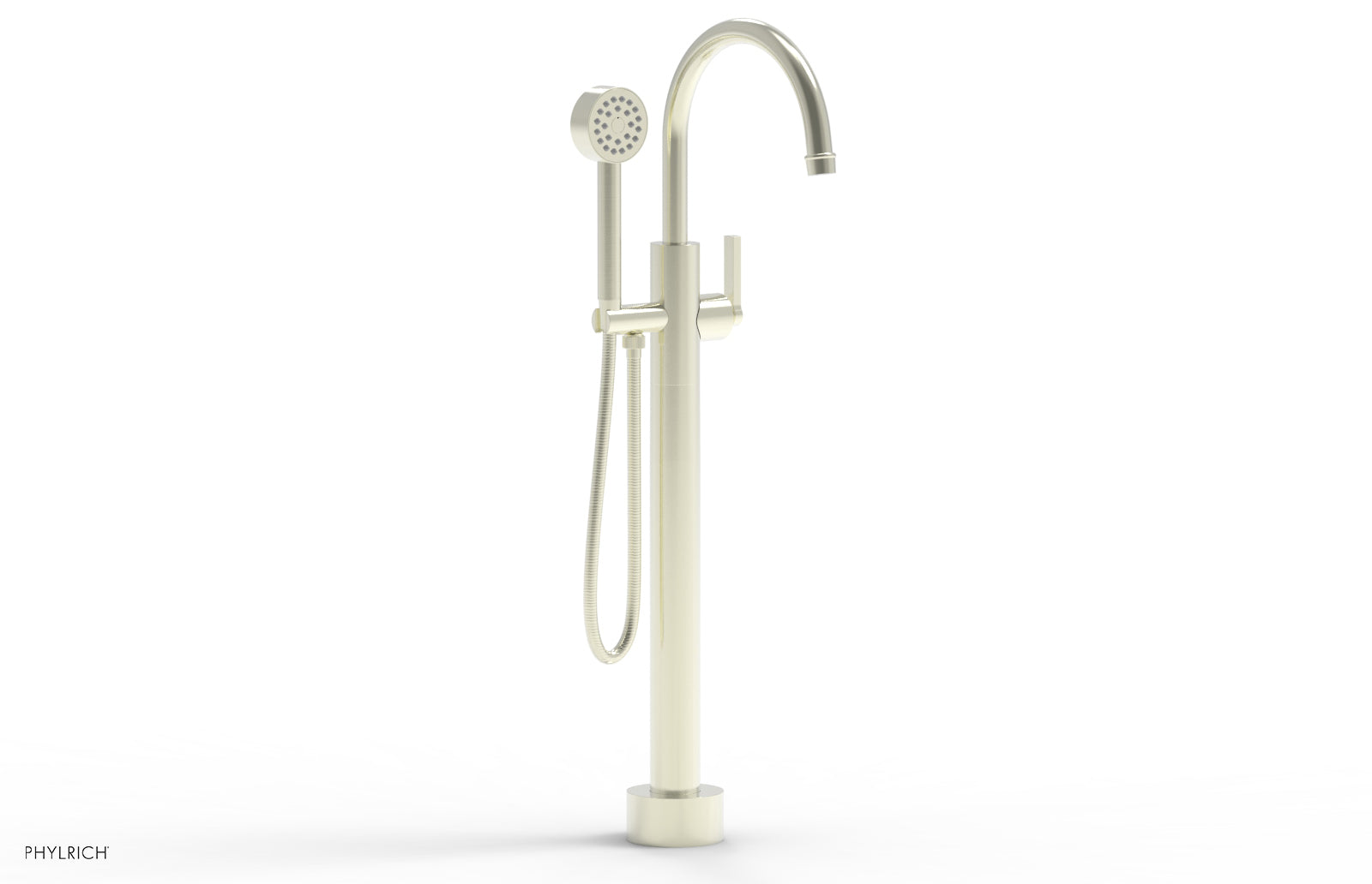 HEX MODERN Low Floor Mount Tub Filler - Lever Handle with Hand Shower  501-47-03