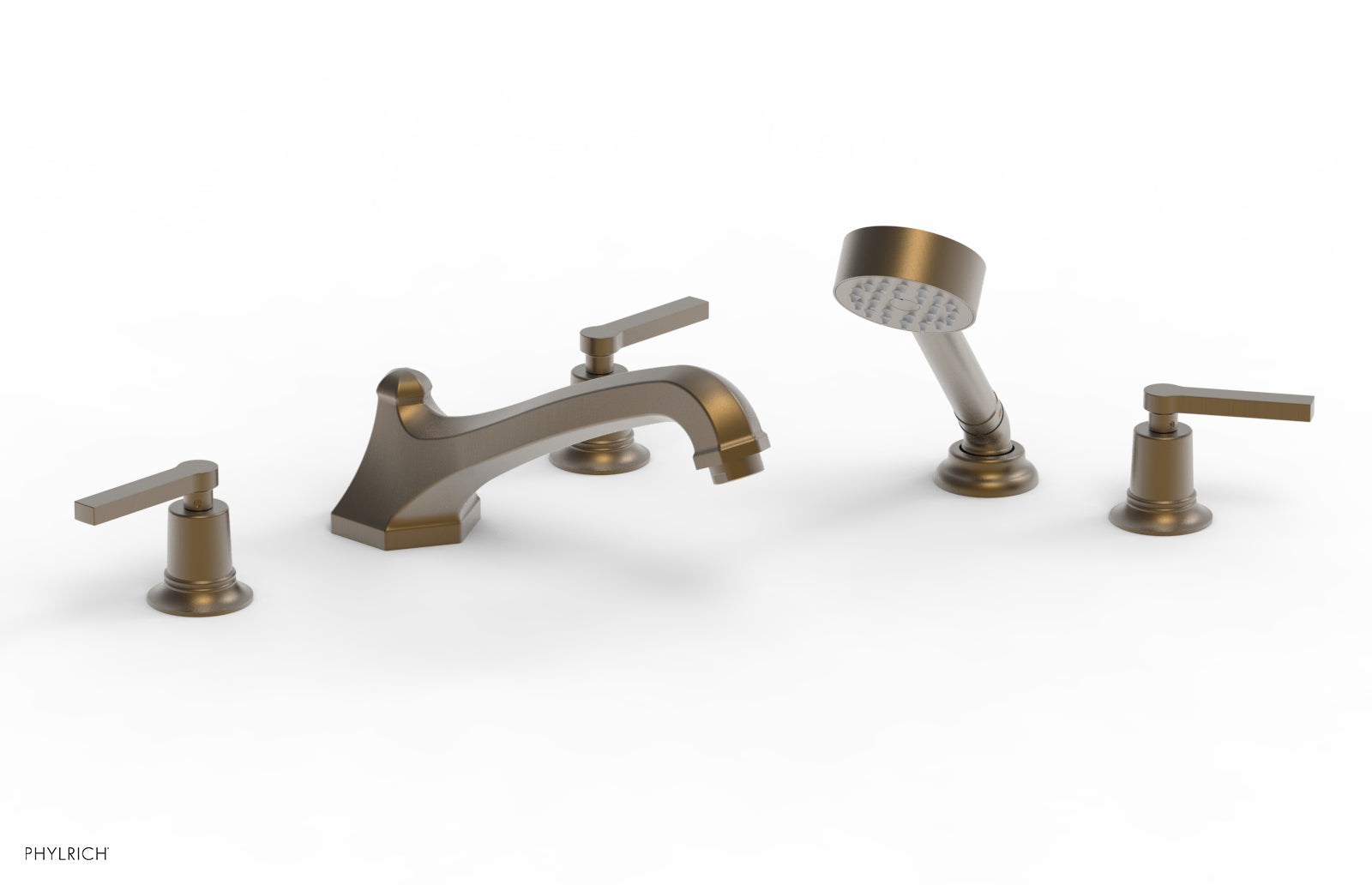 HEX MODERN Deck Tub Set with Hand Shower - Lever Handles 501-49