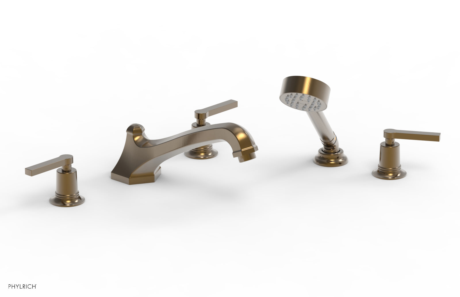 HEX MODERN Deck Tub Set with Hand Shower - Lever Handles 501-49