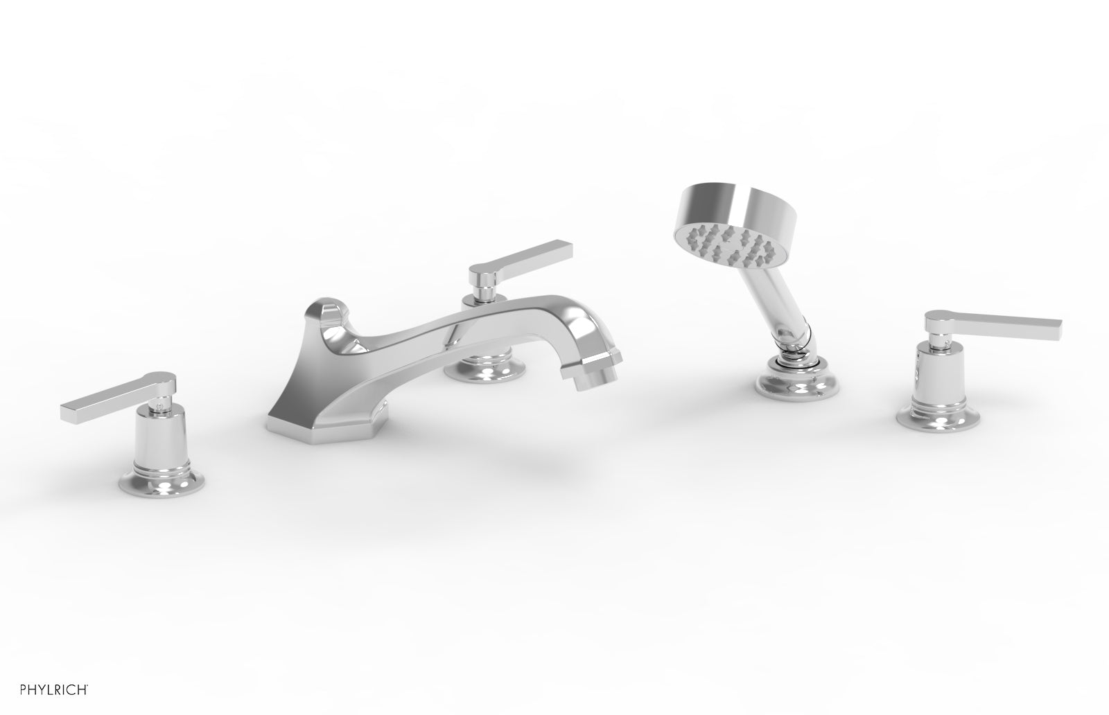 HEX MODERN Deck Tub Set with Hand Shower - Lever Handles 501-49