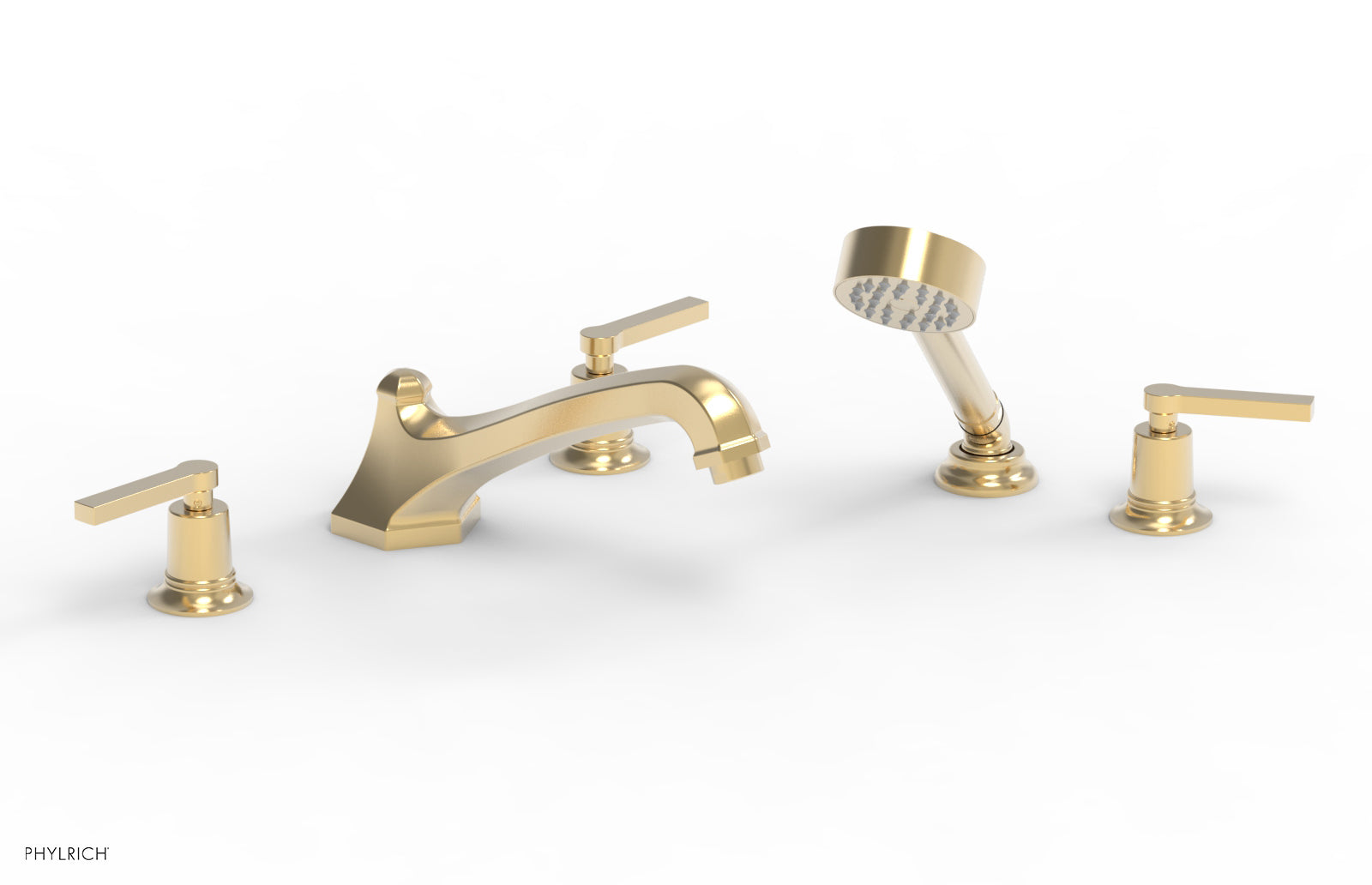 HEX MODERN Deck Tub Set with Hand Shower - Lever Handles 501-49