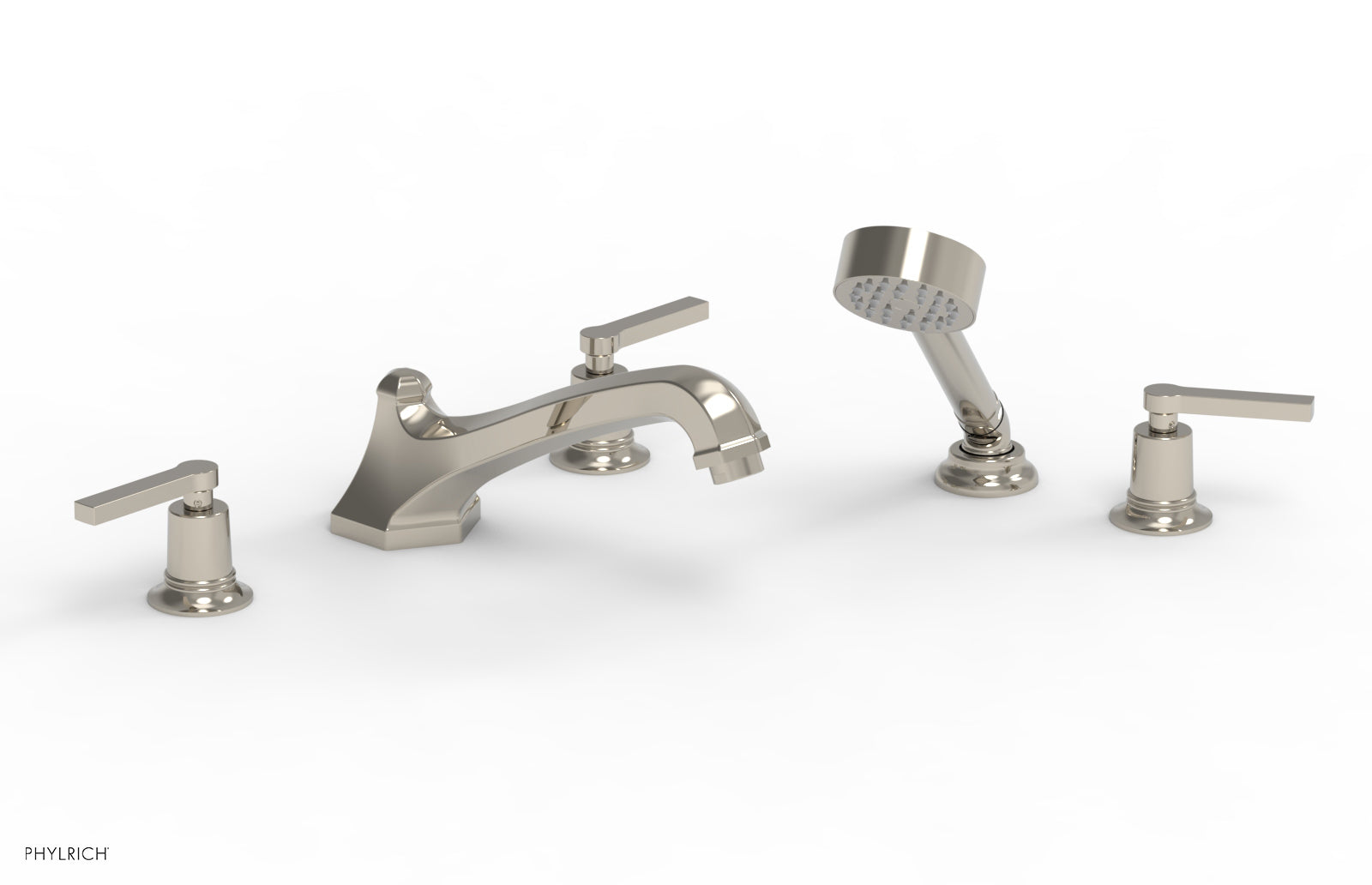 HEX MODERN Deck Tub Set with Hand Shower - Lever Handles 501-49