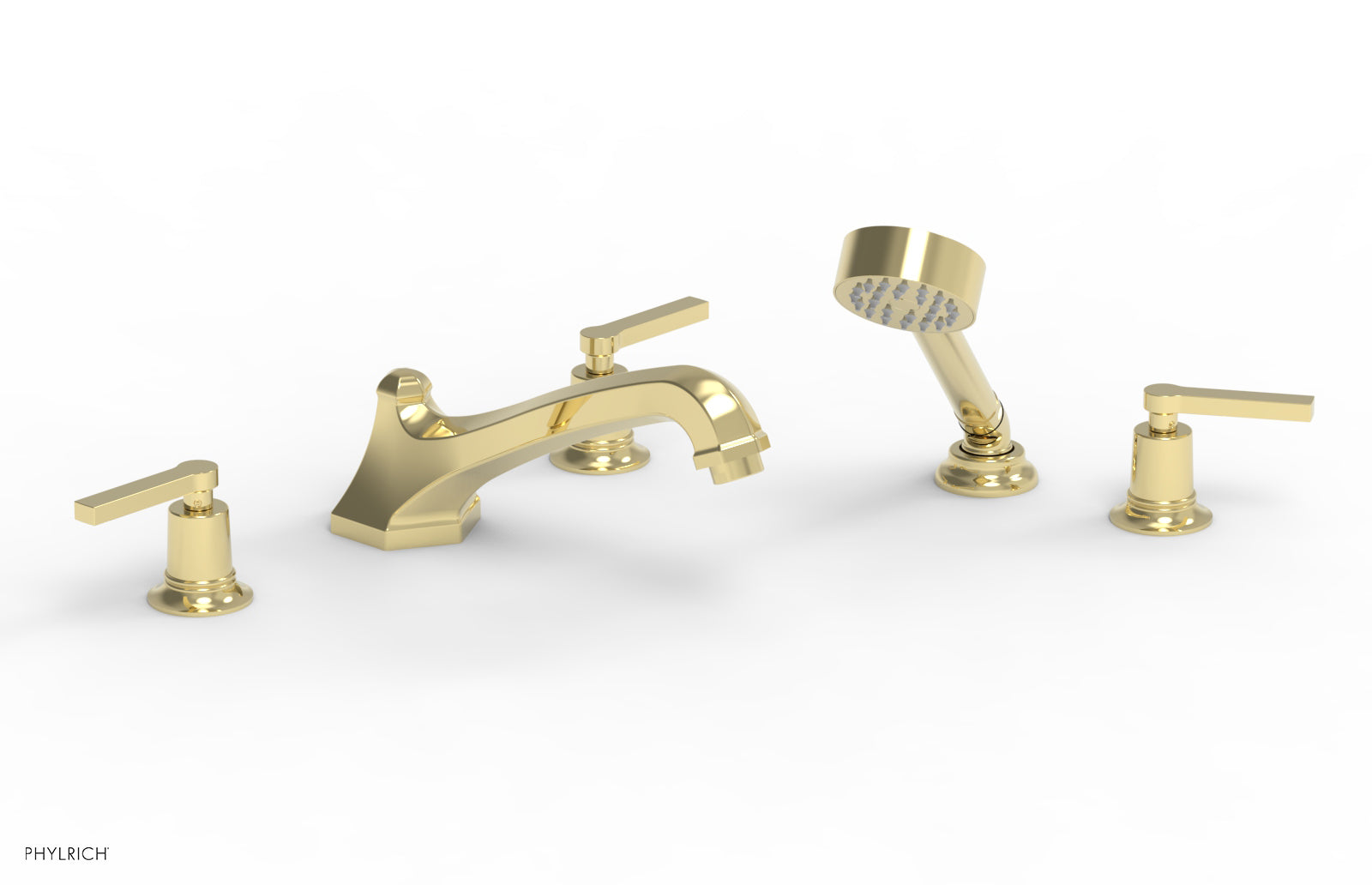 HEX MODERN Deck Tub Set with Hand Shower - Lever Handles 501-49