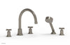 HEX MODERN Deck Tub Set with Hand Shower - Cross Handles 501-50