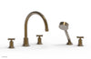 HEX MODERN Deck Tub Set with Hand Shower - Cross Handles 501-50