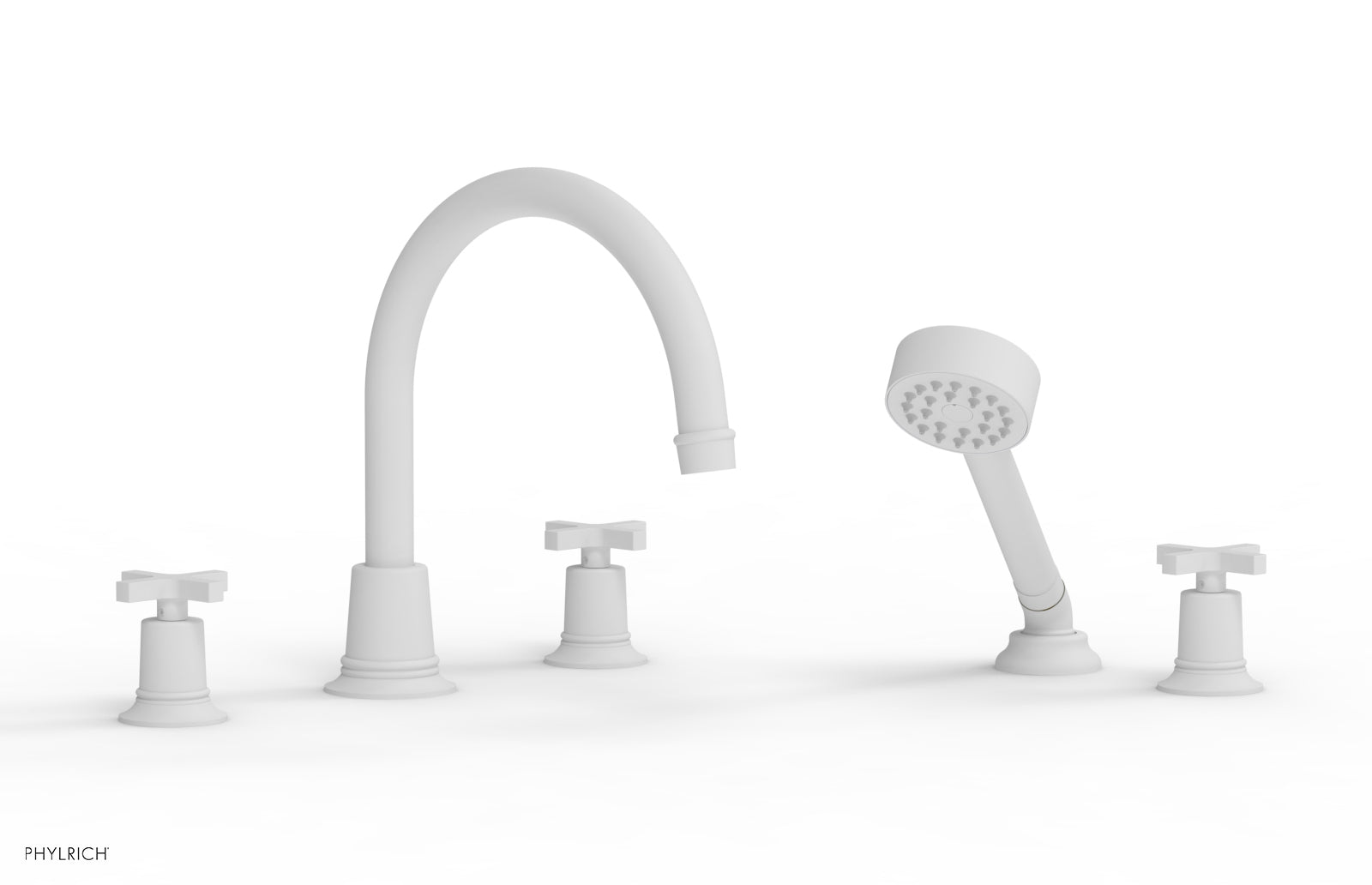 HEX MODERN Deck Tub Set with Hand Shower - Cross Handles 501-50