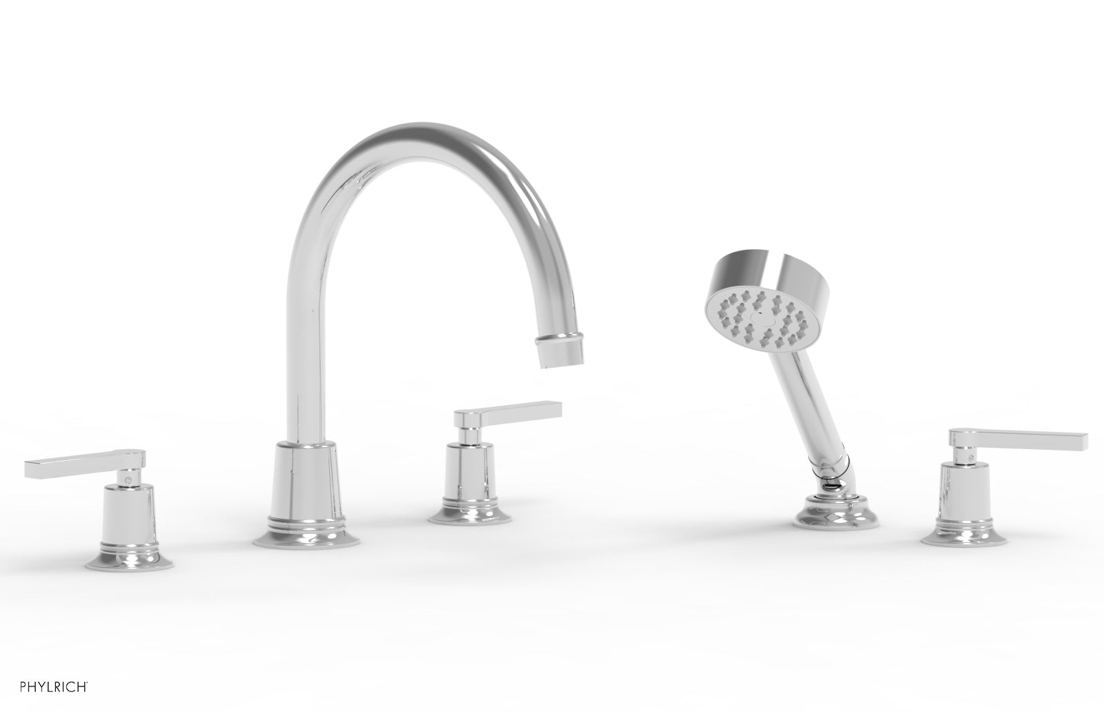 HEX MODERN Deck Tub Set with Hand Shower - Lever Handles 501-51