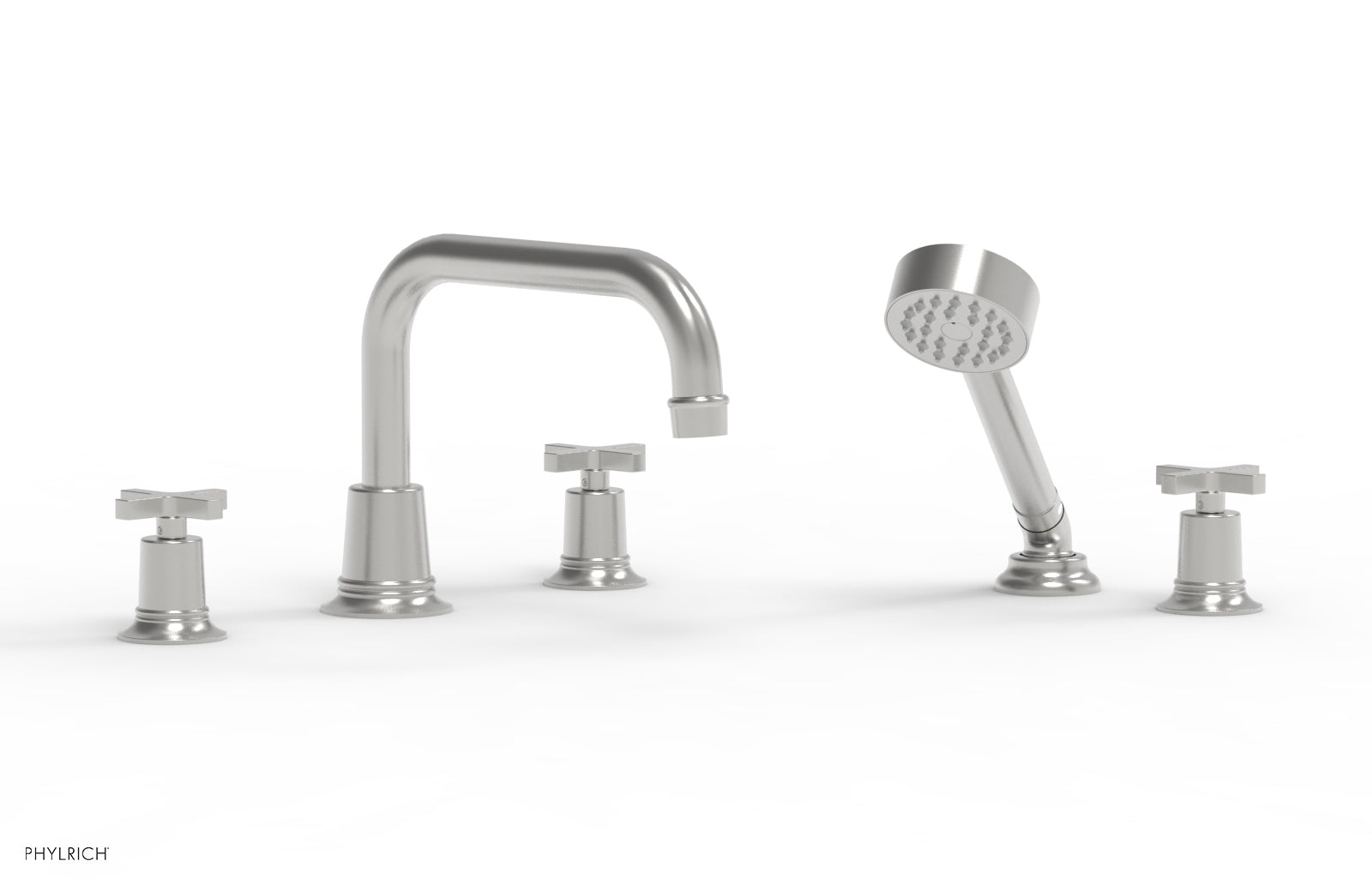 HEX MODERN Deck Tub Set with Hand Shower - Cross Handles 501-52
