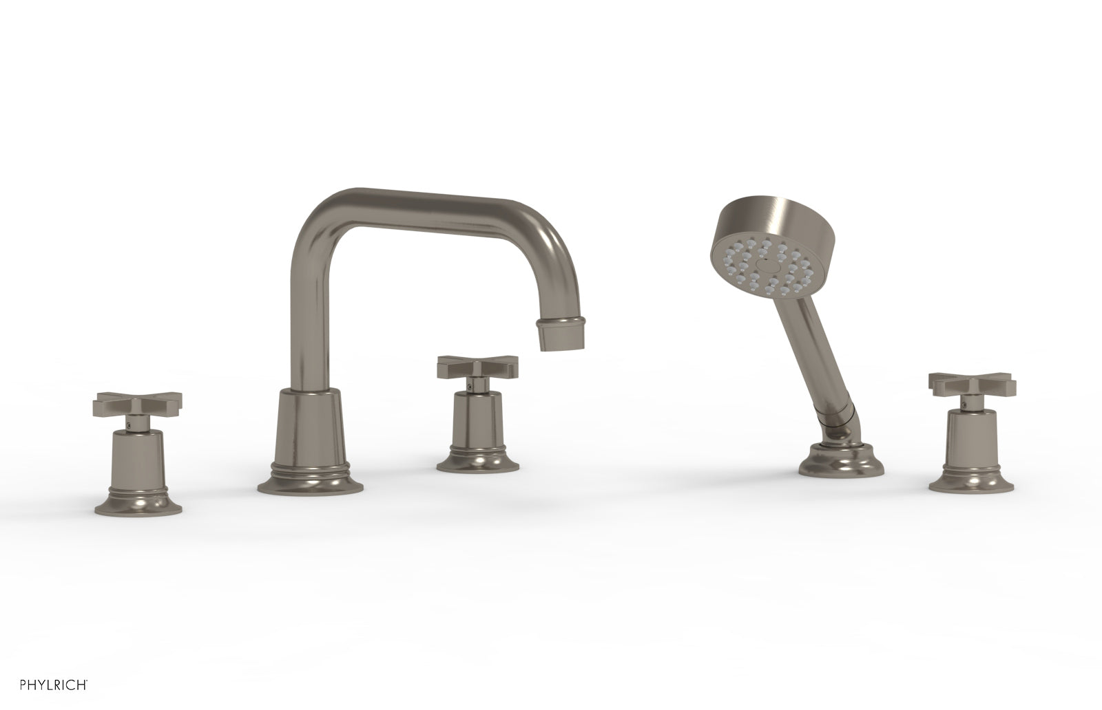 HEX MODERN Deck Tub Set with Hand Shower - Cross Handles 501-52