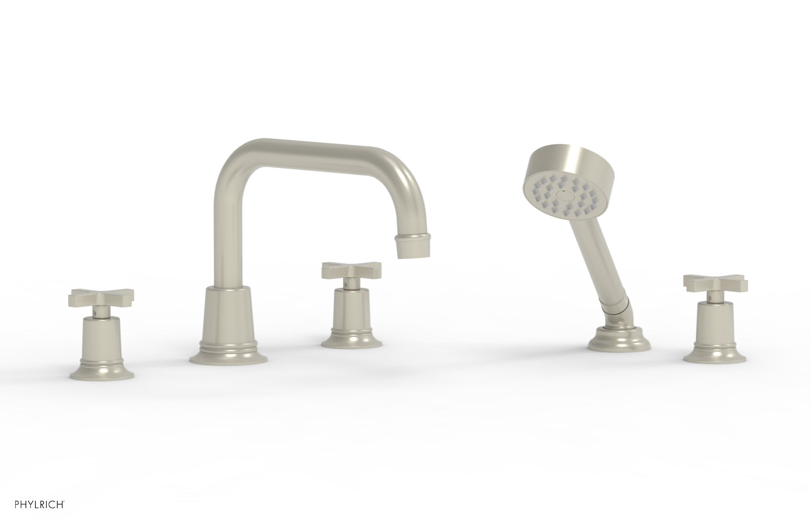 HEX MODERN Deck Tub Set with Hand Shower - Cross Handles 501-52
