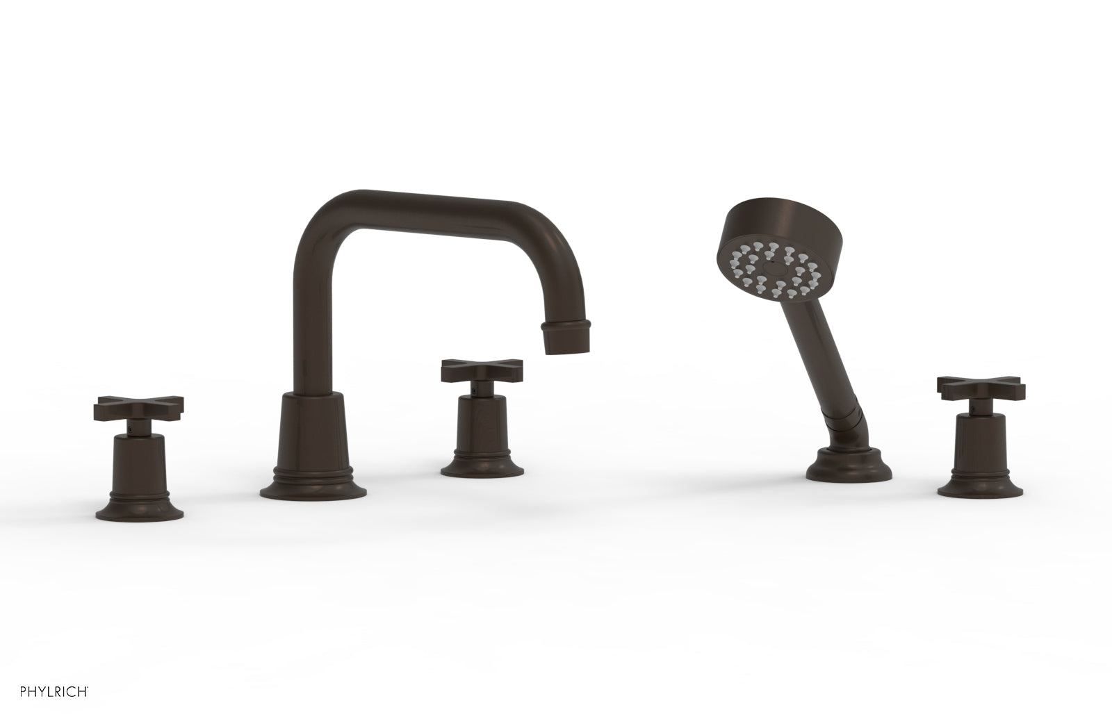 HEX MODERN Deck Tub Set with Hand Shower - Cross Handles 501-52