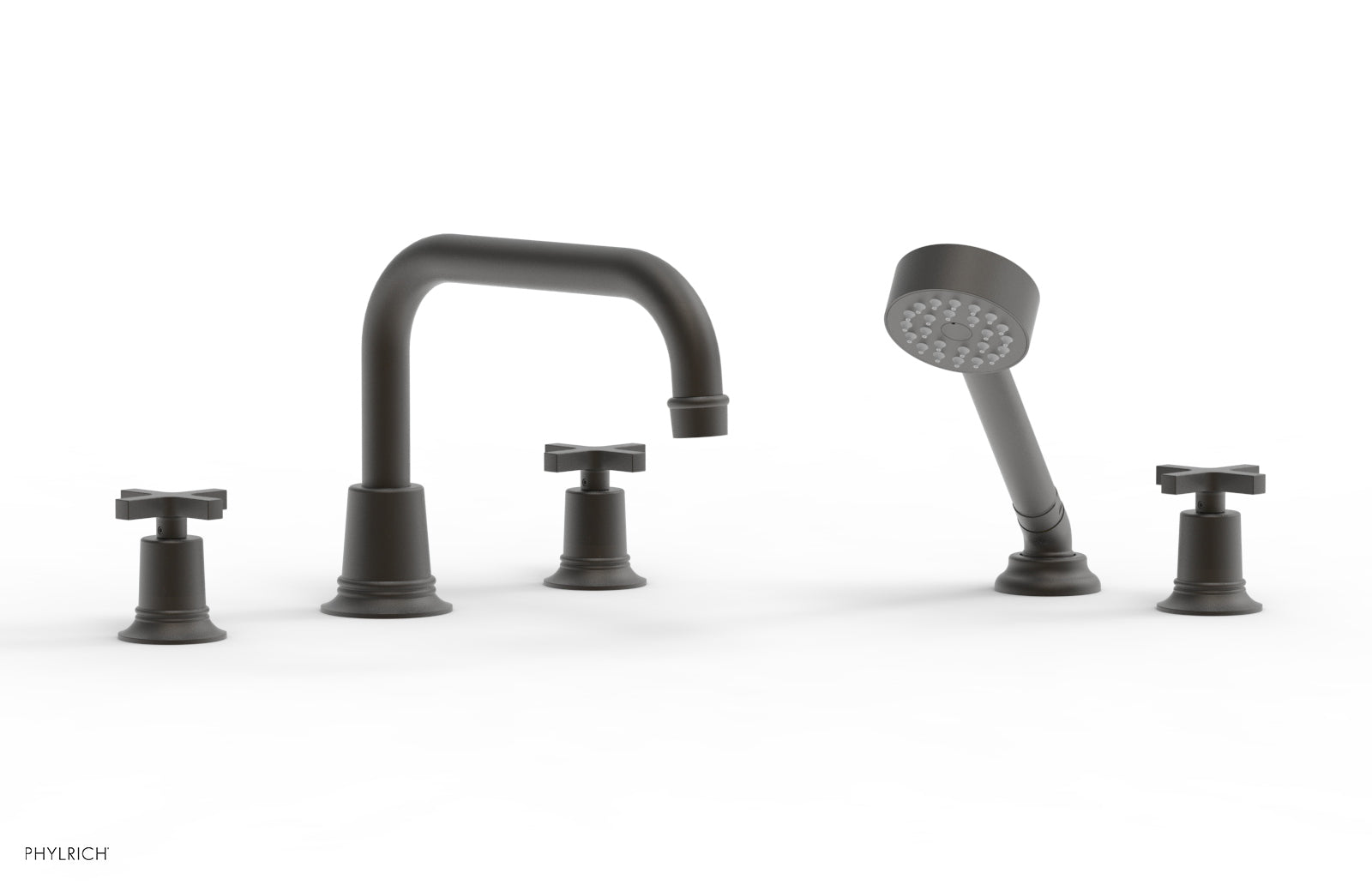 HEX MODERN Deck Tub Set with Hand Shower - Cross Handles 501-52