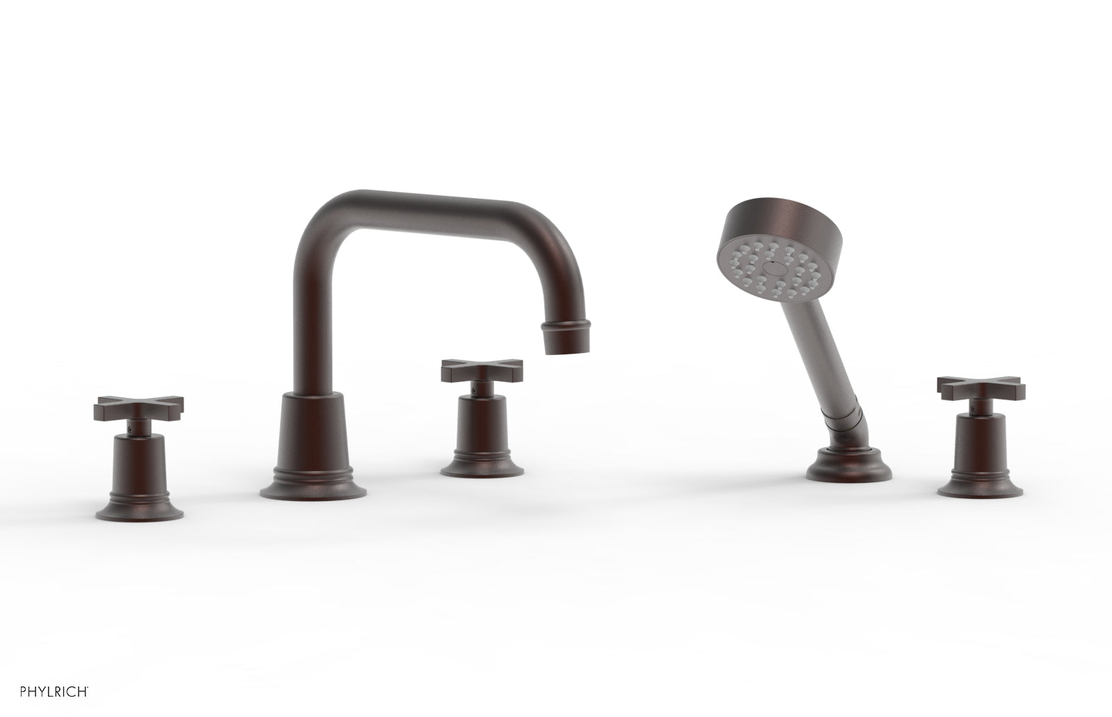 HEX MODERN Deck Tub Set with Hand Shower - Cross Handles 501-52