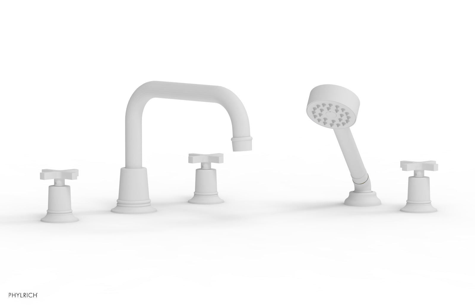HEX MODERN Deck Tub Set with Hand Shower - Cross Handles 501-52