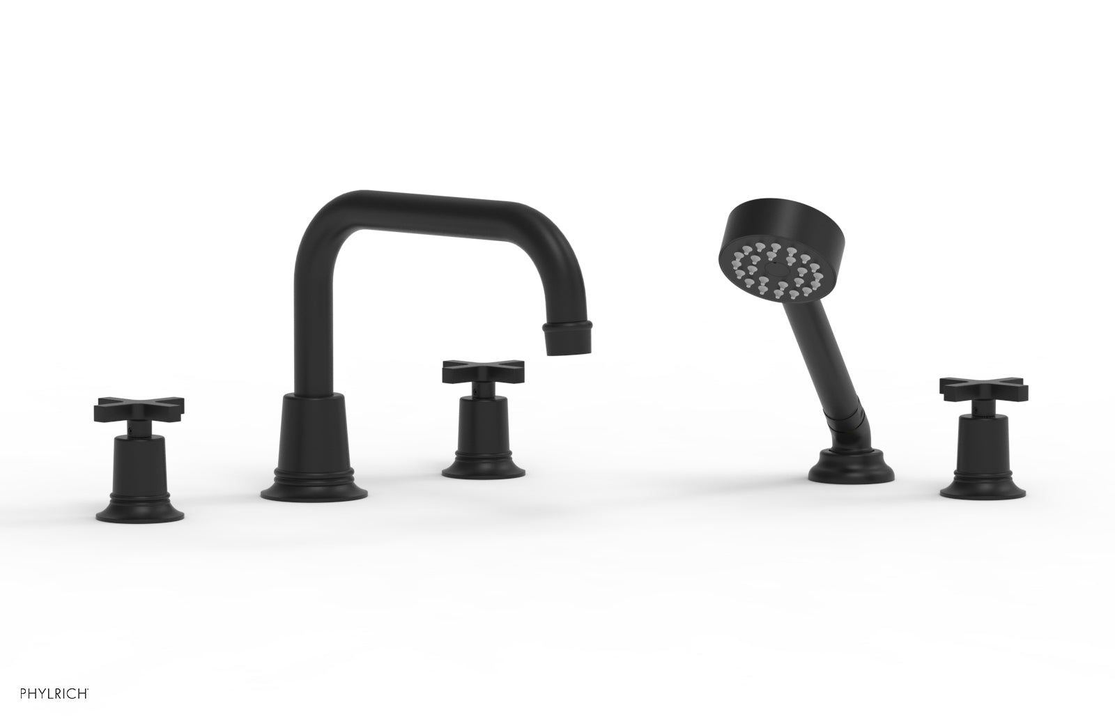 HEX MODERN Deck Tub Set with Hand Shower - Cross Handles 501-52