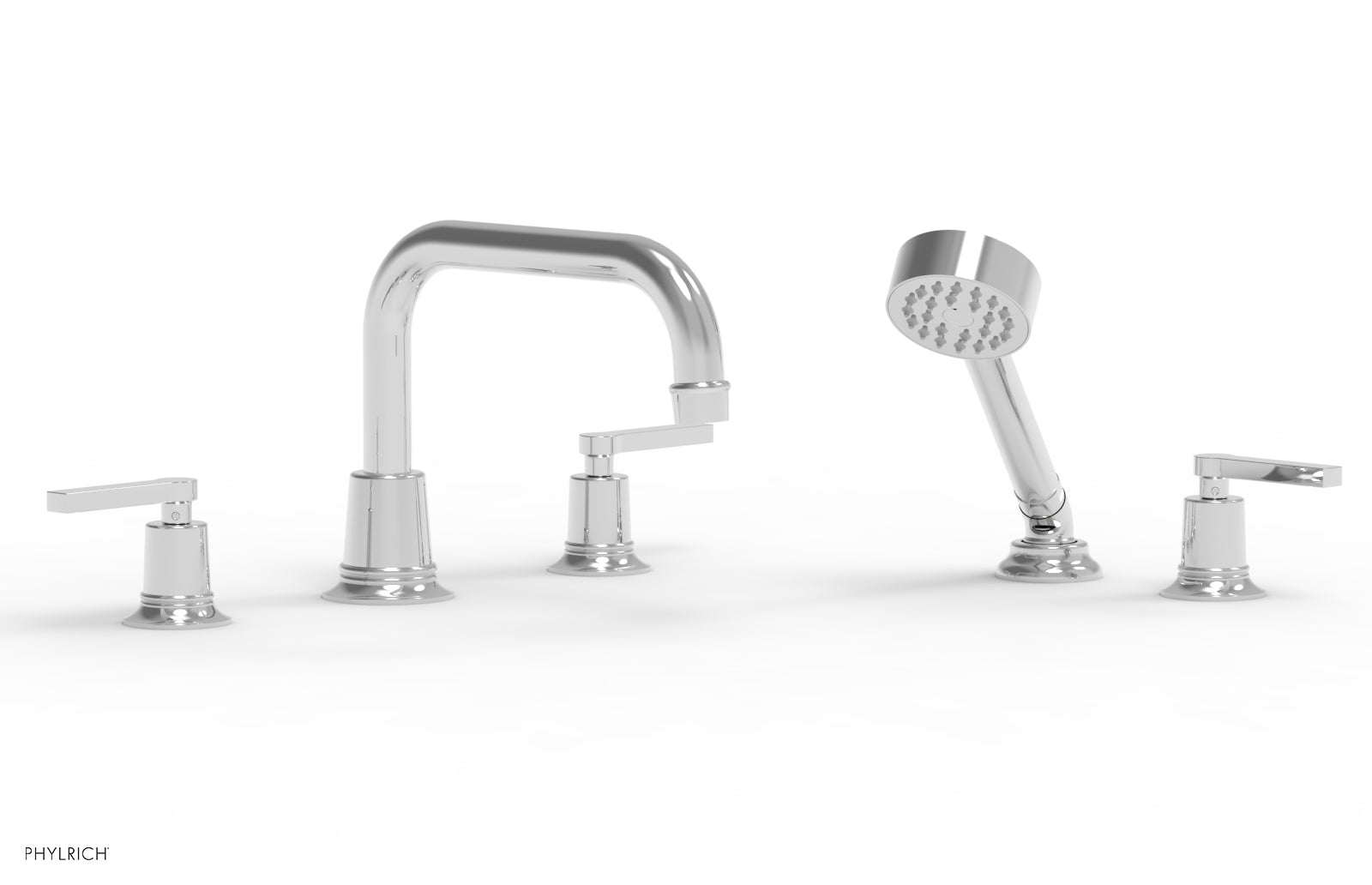 HEX MODERN Deck Tub Set with Hand Shower - Lever Handles 501-53