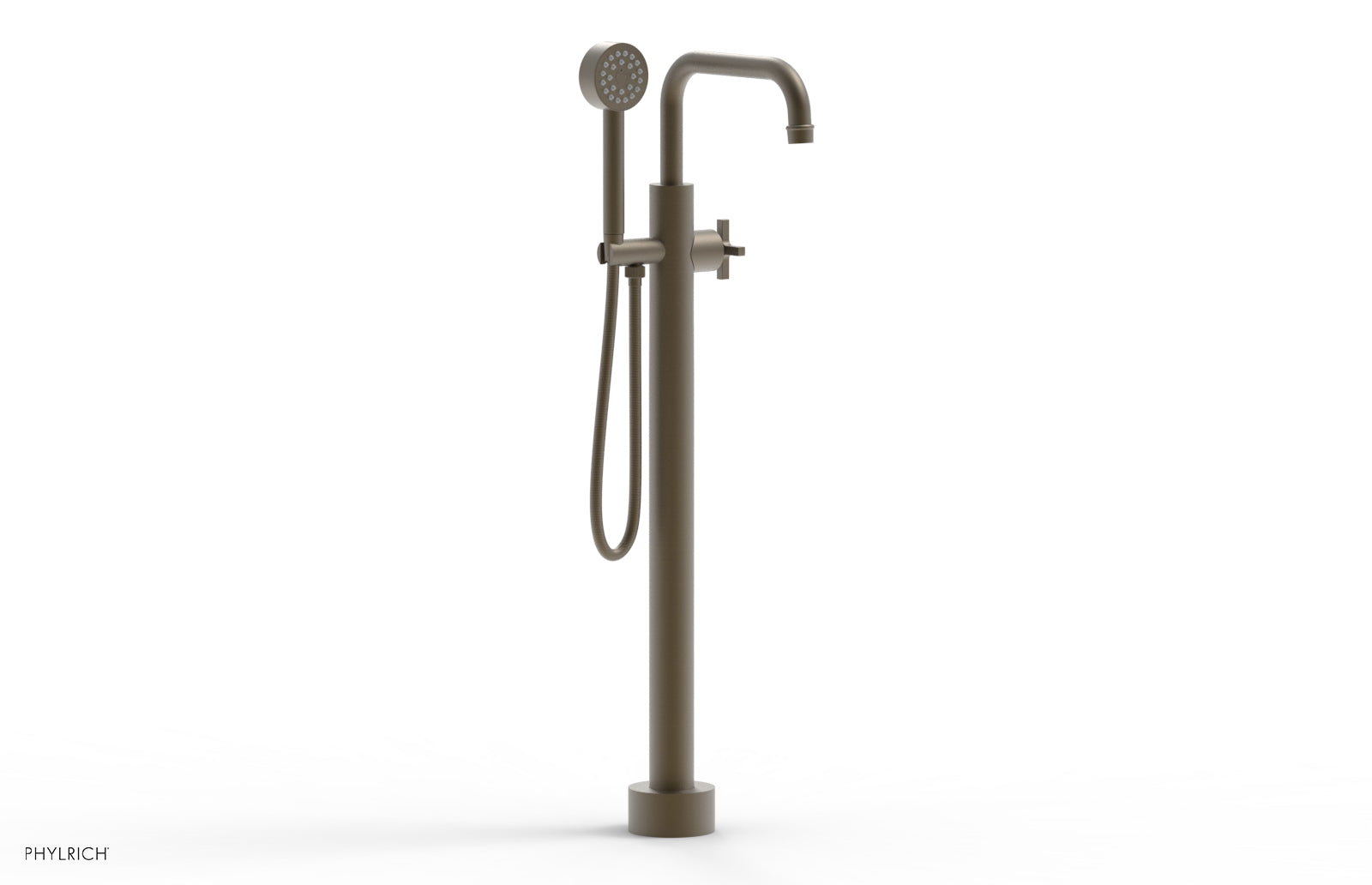 HEX MODERN Tall Floor Mount Tub Filler - Cross Handle with Hand Shower  501-54-01