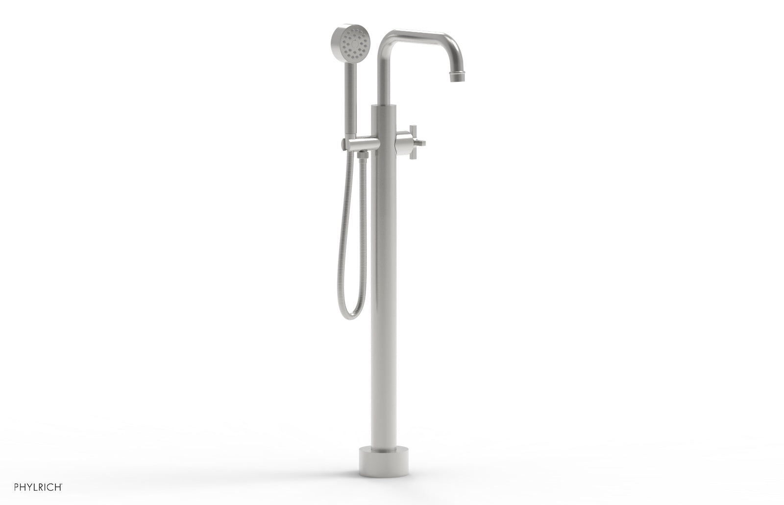 HEX MODERN Tall Floor Mount Tub Filler - Cross Handle with Hand Shower  501-54-01