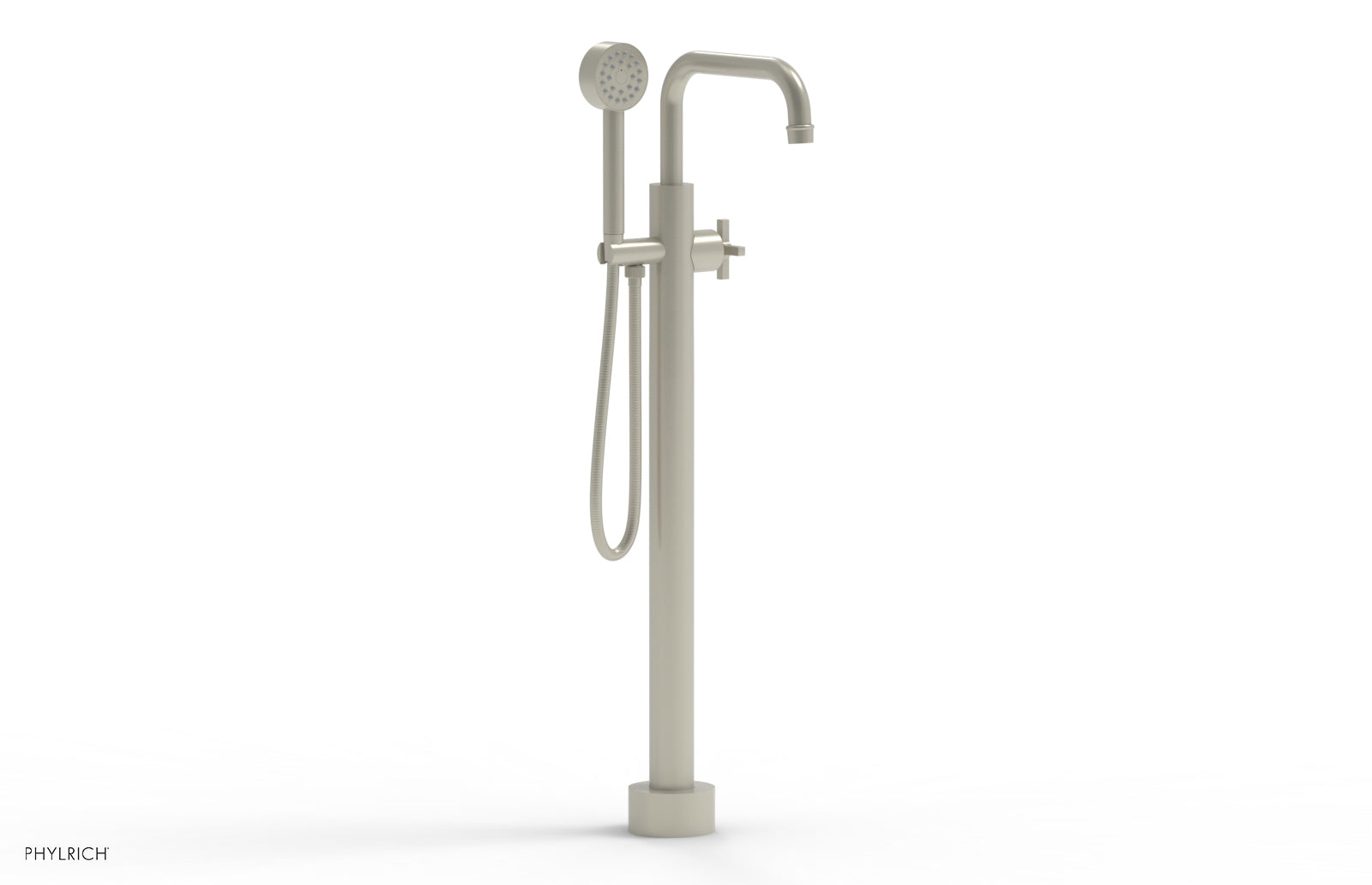 HEX MODERN Tall Floor Mount Tub Filler - Cross Handle with Hand Shower  501-54-01