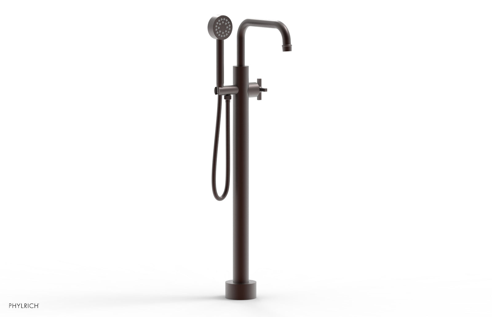 HEX MODERN Tall Floor Mount Tub Filler - Cross Handle with Hand Shower  501-54-01