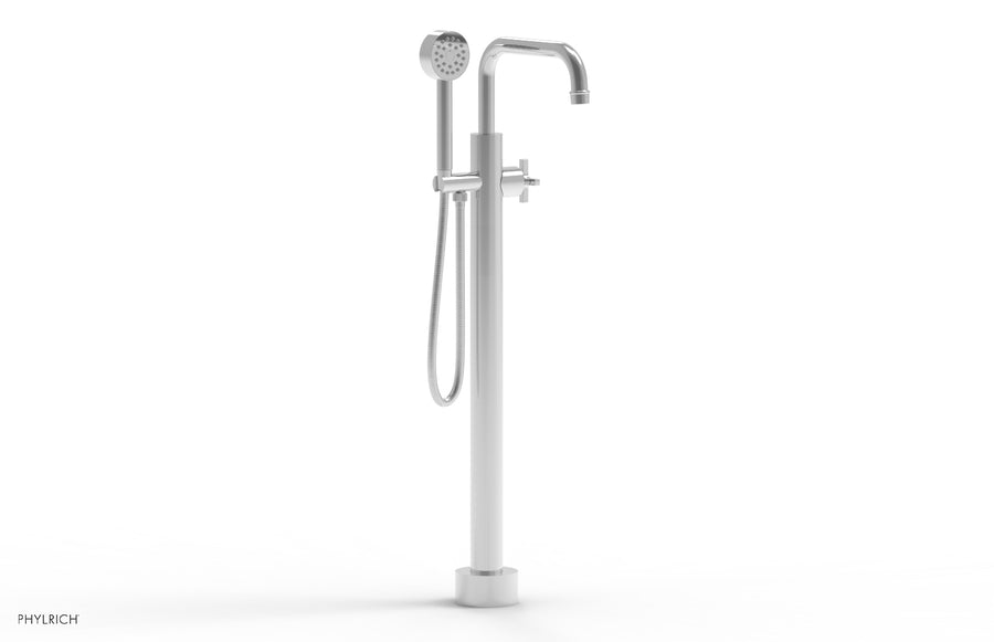 HEX MODERN Tall Floor Mount Tub Filler - Cross Handle with Hand Shower  501-54-01