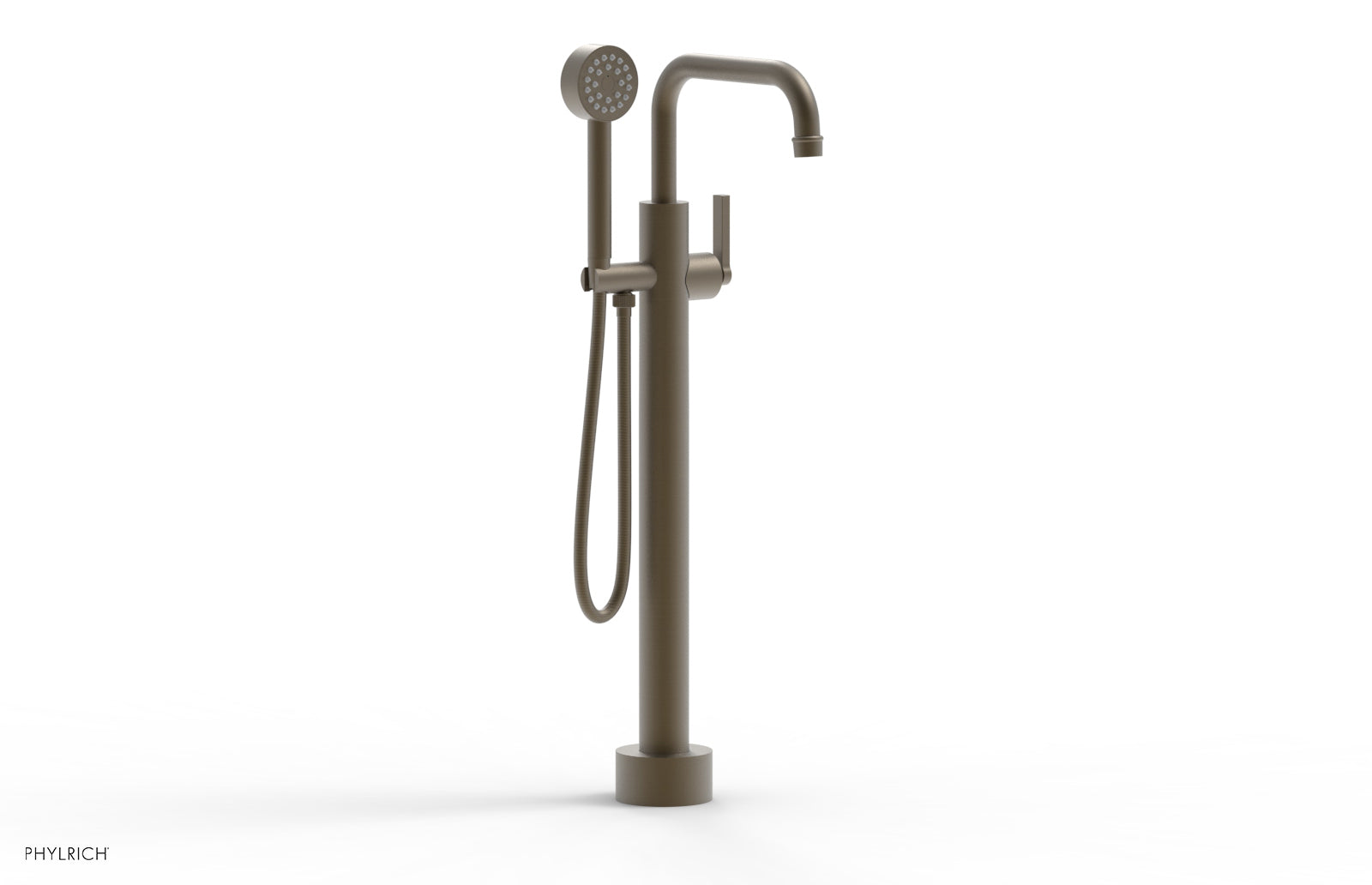 HEX MODERN Low Floor Mount Tub Filler - Lever Handle with Hand Shower  501-55-03